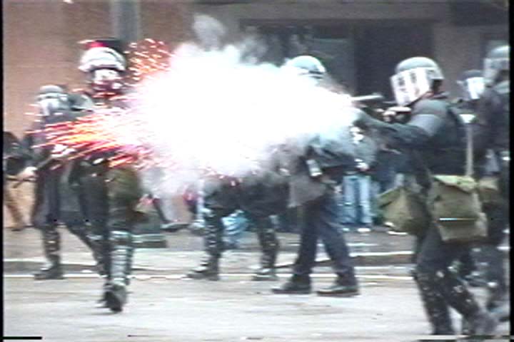 WTO Seattle: WTO protests in Seattle, 1999. (Courtesy of Portland IndyMedia)